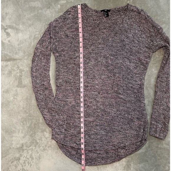 H&M‎ Knit Tunic Sweater Women Size S Pink Black White Marl Oversized Beachy Boho - Picture 6 of 11